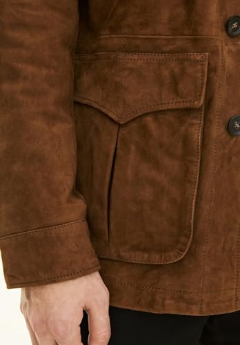 Mens Suede Leather Jacket Peaked Lapel Long Sleeve Solid Vintage Blazer with Pockets3