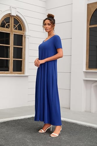 Image of Nimsruc Women Summer Long Dress Casual Sexy Short Sleeve Loose Maxi Dresses for Women 2025