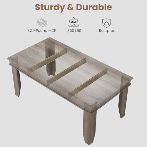 Image of GarveeHome Farmhouse Dining Table for 4-6 People, 63 in Long Kitchen Tables with Wooden Sturdy Frame, 5 ft Large Rectangular Dinner Table for Dining Room, Kitchen, Grey Walnut, 63 inch Non-extendable