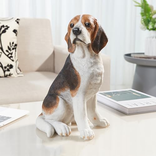 Beagle Dog Statue Simulation Outdoor Puppy Figur Wasserdichte Gartendekoration für Terrasse Rasen Ornamente