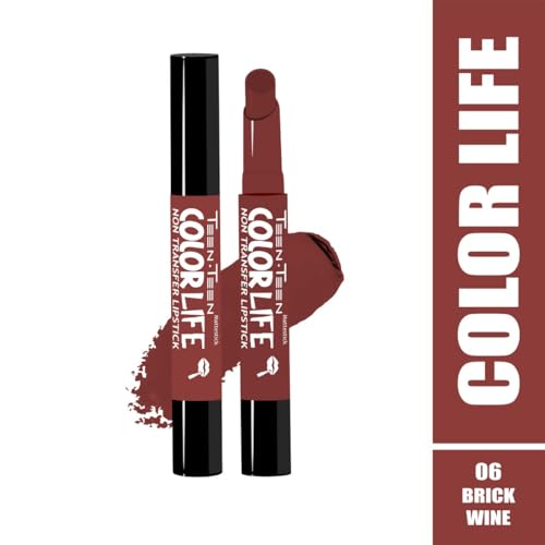 Image of TEEN.TEEN Non Transfer Water Proof Long Lasting Matte Lipstick (Brick Wine)
