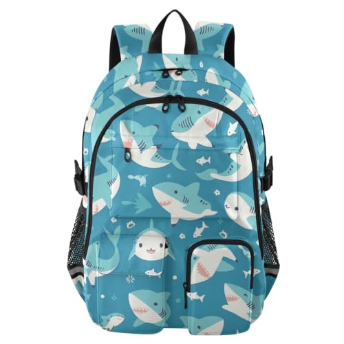 Mochila para portátil de oficina y mochilas para la escuela de tiburón azul