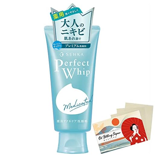 Senka Perfect Whip Acne Care Facial Ｗash - 120g Blotting Paper Set