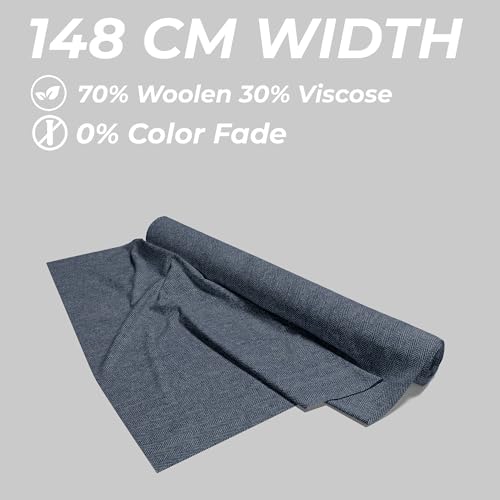 Image of BIGREAMS Unstitched Steel Grey Herringbone Wool Blazer Yarn-Dyed Fabric for Three Piece Suit | 58 inch Wide, Wrinkle Free, Best for Coat Pant, Nehru Jacket,Free Size (5 Meter for AS Per Your Use)