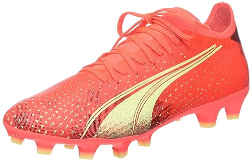 Puma Men's Ultra Match Firm Artificial Ground Sneaker, Fiery Coral-Fizzy Light Black, 9.5