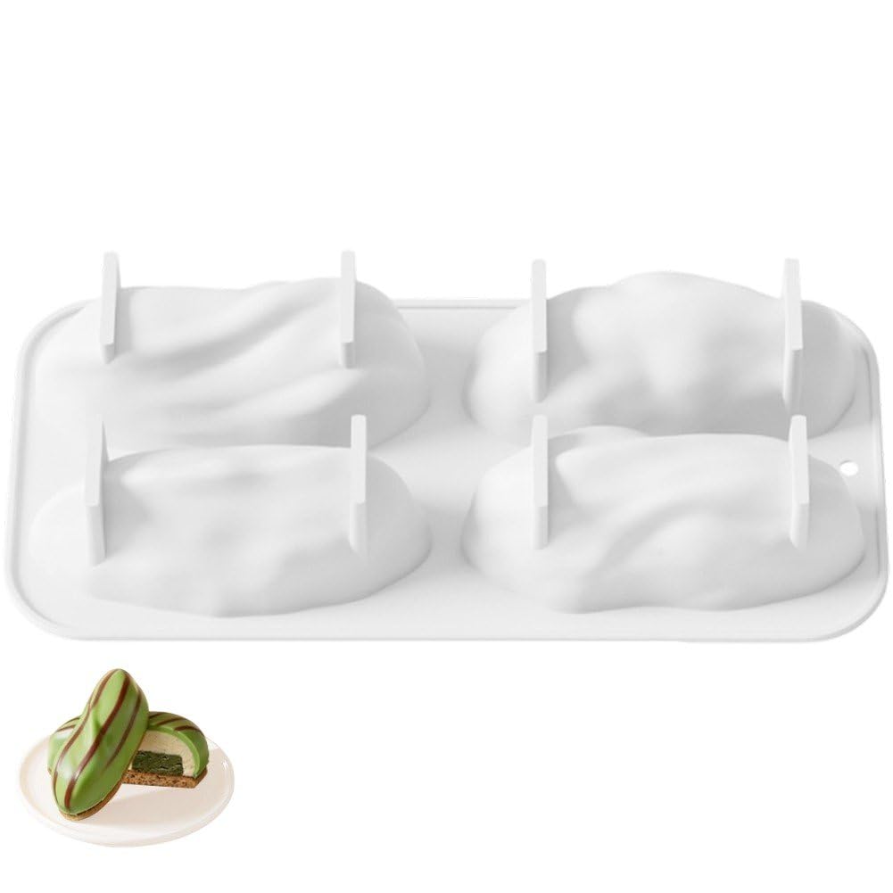 Sslvya 4 Cavity Nuts Silicone Mold, 3d Nut Shape Baking Mold, Non-stick Easy Release for Mousse Cake Chocolate Pudding Jelly Dessert