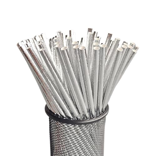 Pitillos de papel biodegradables plateados 100 unidades miniatura 1