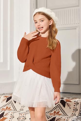 Image of Arshiner Girl's Sweaters Kids Twist Front Cute Pullover Knitted Jumper Fall Winter Clothes