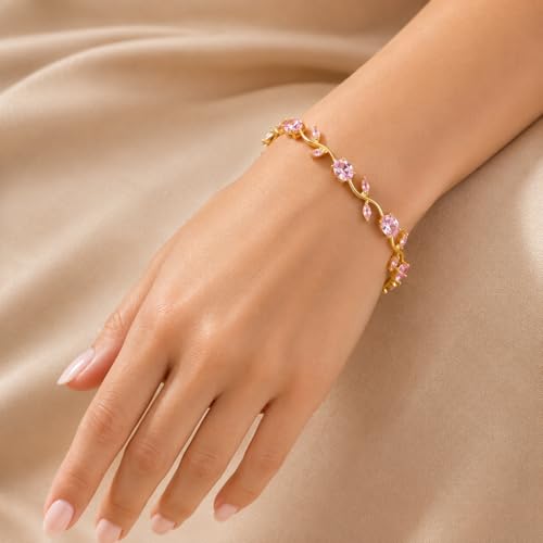 Image of Shining Diva Fashion Tulip Bracelet for Women, Floral Crystal, Anti Tarnish Jewellery Stylish Bracelet Gifts for Girls