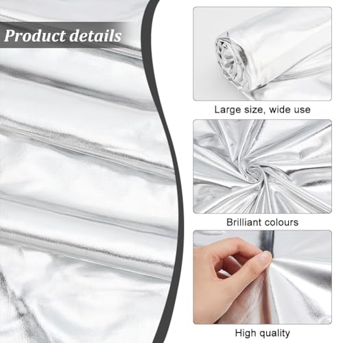 MAYJOYDIY Silver Sparkly Hologram Spandex Fabric 1×1.5m Shiny Polyester Spandex Stretch Fabric for DIY Christmas Crafting and Sewing Costume Stage Perfomance Clothing Party Decor - Image 3