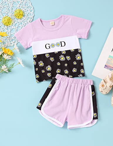 Image of Hipea Toddler Baby Girl Outfits Flower Tops Sleeveless Vest Shorts Headband Summer Clothes Set