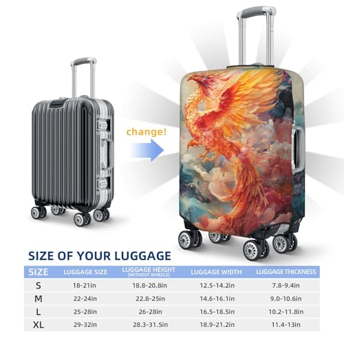 Golden Fiery Phoenix Travel Luggage Covers - Elasticity Suitcase Covers Protector for Luggage 18-32 Inch2