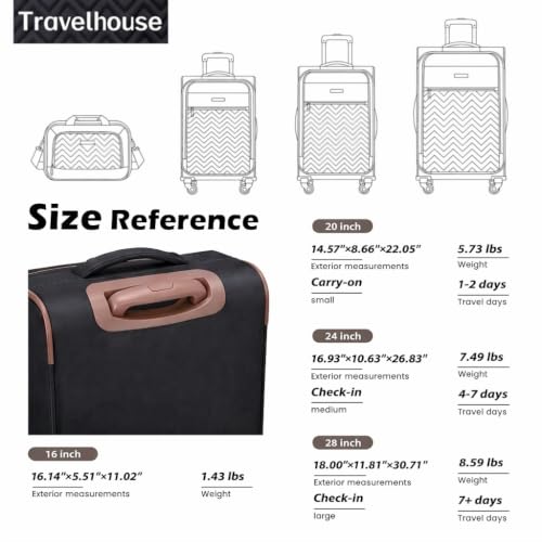 Image of Travelhouse 4-Piece Softside Luggage Set with Spinner Wheels | Lightweight expandable suitcases: 16 inch underseat duffel bag + 20 inch carry-on + 24 inch + 28 inch checked
