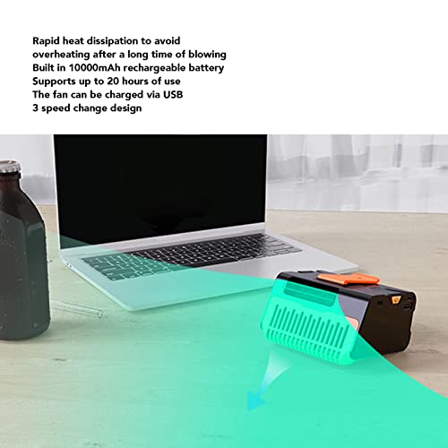 Éventail de clips de taille portable 3 vitesses rechargeable 10000mAh - 4