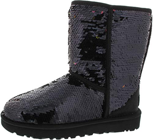 UGG Women's W Classic Short Sequin Fashion Boot, black, 5 M US