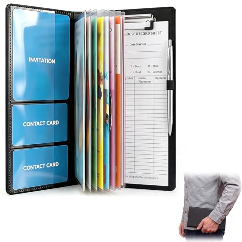 Colarr 1 Pack Black PU Leather Tract Holder for Ministry 2026, Solid Color