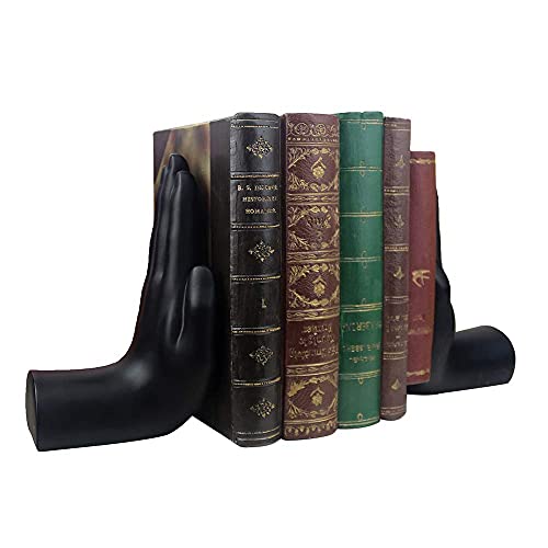 Decorative Bookends Hands Bookends, Black Book Ends Heavy Book Supports, Unique Bookends Decor For Office Home Desk Bookrack Book Shelf, 8.5"(L) X3.5(W) X6.8(H), 1Pair/2Piece #TOP1