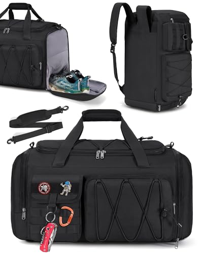 RAINSMORE Sac de Sport Homme Femme 45L, Sac de Voyage 3 en 1 Bagage avec Compartiment Chaussures et...