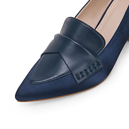 Image of Women's Chunky Block Low Heels Pumps Stitching Retro Work Office Dress Shoes