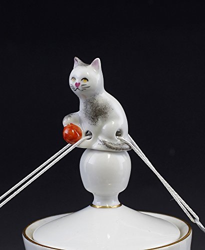 Porzellan Tropfenfänger Katze mit Ball