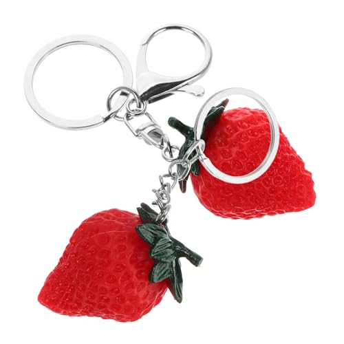 Holibanna 2 Piezas Llavero De Fresa Cortadora De Fresas Colgante De Fresa Artificial Fresas Correa De Encantos De Teléfono Monedero De Fresa Mermelada De Fresa De Polivinilo