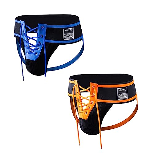 JOCKMAIL 2PCS/Pack Mens Briefs Jock Strap Athletic Supporter Wide Belt Comfortable Men Thongs Briefs for Gym Sport