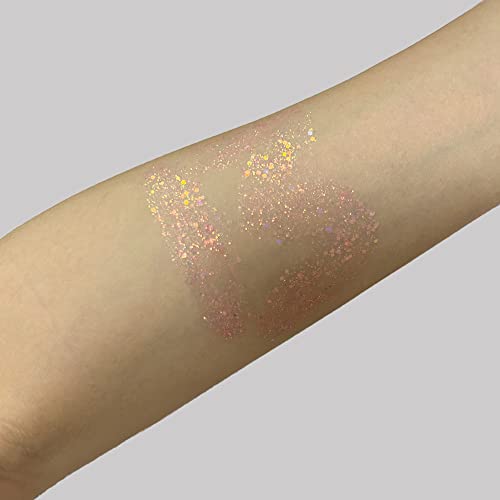 Mysense Pink Body Glitter Stick, Singer Concerts Face Glitter Gel, Holographic Mermaid Sequins Chunky Glitter, Music Festival Rave Hair Accessories Glitter Makeup For Women, 0.56Oz #TOP5