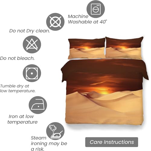 Housse de couette microfibre douce 240x260 fermeture éclair motif désert chaud