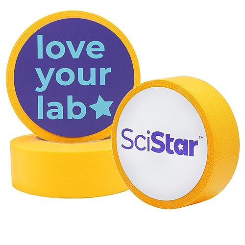 SciStar Laboratory Labeling Tape - 1200 inches Long x 1 inch Wide - Extreme Temperature Resistant - Water Resistant - Freezer, Autoclave, Lab Tape - 3 Pack, Orange