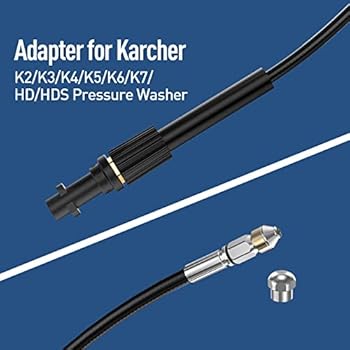 Buisreinigingsslang van 30 m inclusief 3 adapters, 2 stijve mondstukken roterend, buisreinigingsset voor K2-K7, LAVOR, Bosch, Parkside afvoerreiniger, hogedrukslang, buisreiniger, hogedrukreiniger