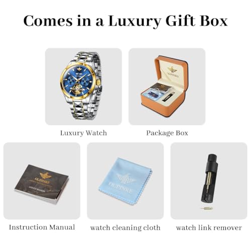 Image of OLEVS GELATU Mens Watch Automatic Tourbillon Wristwatch Skeleton Mechanical Self Winding 50M Waterproof Sapphire Crystal Square Male Watches Yellow /White /Black /Green