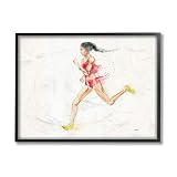 Stupell Industries Watercolor Athlete Female Track Runner Pose Third Black Framed Wall Art, 11 x 14