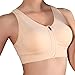 Produktbild ZHANSANFM Sport BH Damen Unifarben Starker Halt Große Brüste Reißverschluss Front Closure Gepolstert ohne Bügel Push Up Bra für Fitness Training Lauf Joggen Yoga Regular Fit XL, Beige)