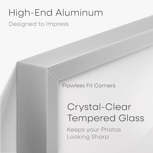 Image of Homeforia 11x14 Diploma Frame Silver, High End Metal 11 x 14 Certificate Frames with Mat 8.5 by 11, 11by14 Document Frame Matted to 8.5x11, Award Graduation Frames, Tempered Glass, Wall Kit, Set of 2