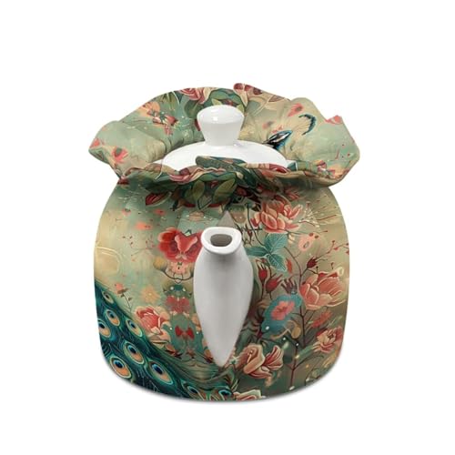 Image of Peacock Tea Cozy for Teapot Insulated Large Teapot Cover to Keep Warm Tea Kettle Cover Machine Washable for Home Kitchen Tea Party Table Decor