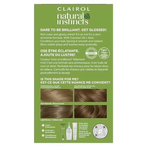 Clairol Natural Instincts Demi-Permanent Hair Dye, 6.5G Lightest Golden Brown Hair Color, Pack of 3 - Image 3