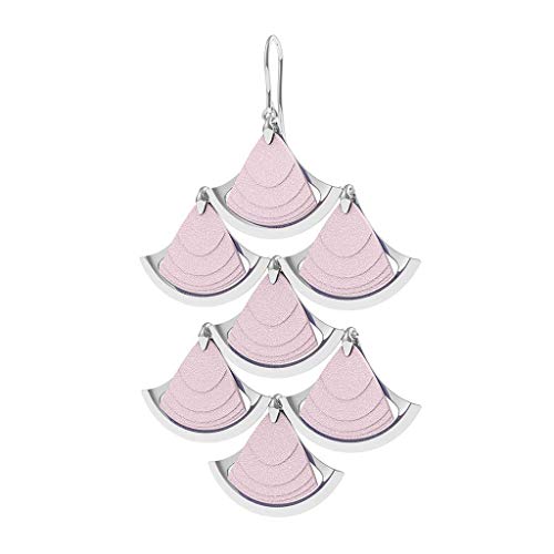 ZHH Pendiente Mujer 'S 925 Bañado en plata Grandes escamas de pescado Regalos largos No alergias Soltero,Rosado,59 * 75 mm