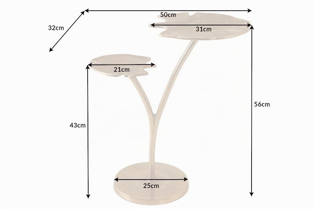 Beistelltisch GINKGO LEAFS 50cm - gold - Metall - handgefertigt Couchtisch