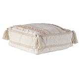 Tamaño: 40 x 40 x 15 cm MOCOFO Boho - Reposapiés Cuadrado otomano sin Relleno, con borlas, puf de Almacenamiento, 40 x 40 x 15 cm