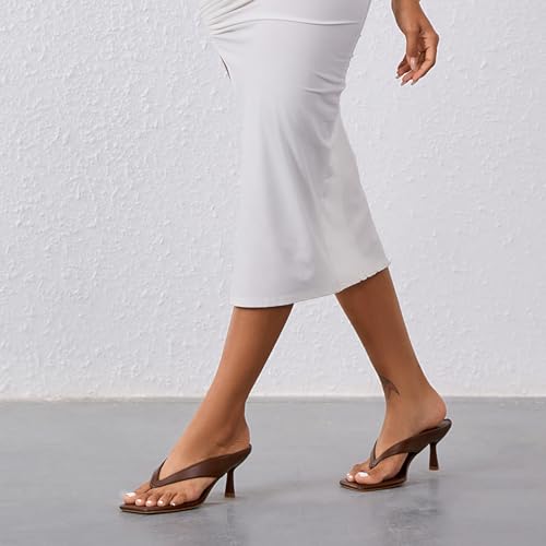 Brown Flip Flop Kitten Heels for Women 2025 Thong Heels Small Low Short Heel for Women Square Open Toe Strappy Heeled Sexy Comfortable Stiletto Slingback Slip on Dressy Sandals Size 64