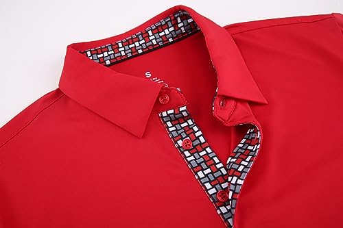 Alex Vando Mens Golf Shirt Moisture Wicking Quick-Dry Solid Short Sleeve Polo Shirts for Men