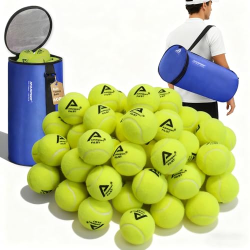LITIAN Bulk Tennis Balls with Hopper Bag - 60 Pack Bucket High Elasticity Pressureless Practice...