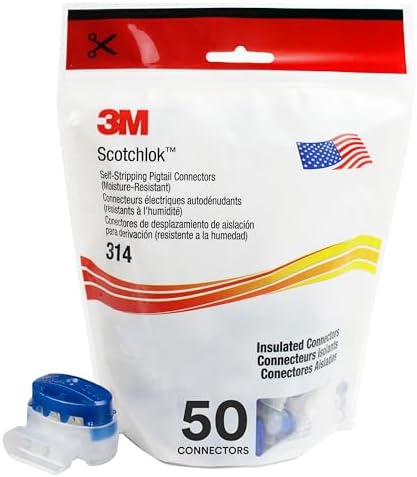 3M Scotchlok Electrical IDC 314-BOX, 22-14 AWG, Blue, Pack of 50