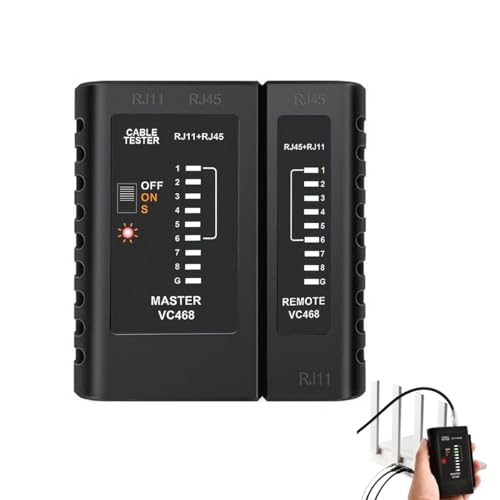 Garegce Network Cable Tester, RJ45 Ethernet Tester POE for Cat5 CAT6 CAT7 LAN Cable and RJ11 Phone Cable Testing, Precise Ethernet Wire Test Tool - Black (Battery Not Included)