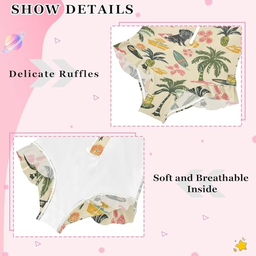 Girls One Piece Swimsuits Long Sleeve Swimsuit Zipper Bathing Suits Black Pug Palm Tree Plant4