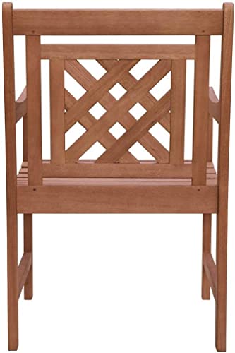 Vifah V1835 Malibu Outdoor Patio Plaid Eucalyptus Dining Armchair #TOP2