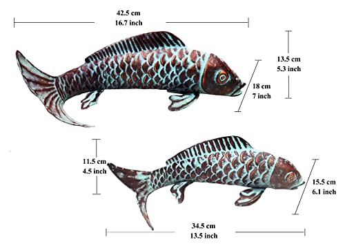 Garden Sculptures & Statues, Garden Statues, Koi Fish Decor, Antique Outdoor Statue Ornament, Metal Copper Garden Art, Set Of 2 Fish Sculpture For Outdoors, Patio, Yard, Lawn, Pond And Home Decoration #TOP2