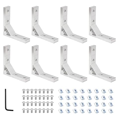 Aluprofil 20x20 nut 6 Aluwinkel 20x20 Eckwinkel Verbinder 8pcs für Aluprofil 20x20 Silber Cover