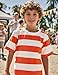 COSLAND Boys Orange and White Short Sleeve Striped Shirt, Orange and White, Small