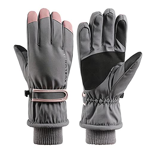 Gants de ski pour femmes étanches et chauds avec doublure molleton